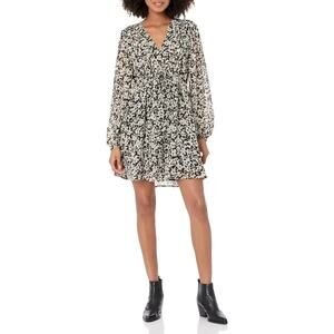 NWT Steve Madden Women's Black & Ivory Floral Tie in Waist Mini Dress Size Small